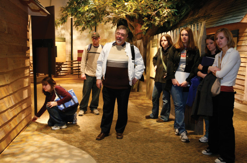 Jim Whittenburg, Pullen Professor of History, often brings students to the Jamestown Set- tlement as part of his course, “From the Founding of Jamestown through the American Rev- olution,” which is offered as a history elective, shown here, and as a Freshman Seminar that combines explorations of museums, archaeological excavations, and historic places with critical reading of literature on early America, weekly writing assignments and lengthy course discussions. The new College Curriculum approved by faculty retains the current Freshman Seminar as COLL 150. The first-year seminar course strengthens written and oral communication through in-depth study of a specific topic.