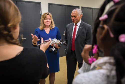 FUTURE ASTRONAUTS: Stofan and NASA Administrator Charles Bolden answer questions from kids prior to the White House's annual State of Science, Technology, Engineering and Math address in January 2015.