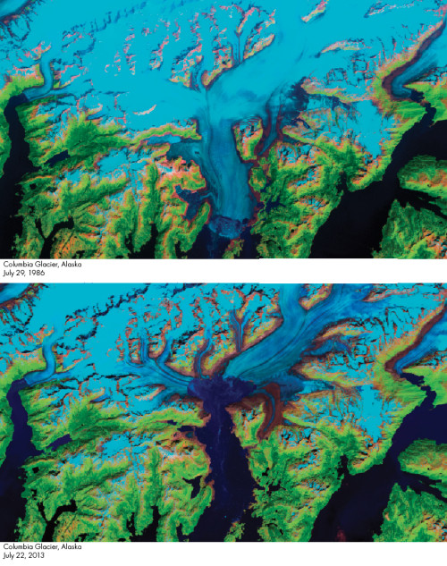 Photo by Jesse Allen and Robert Simmon, using Landsat 4, 5 and 7 from the USGS Global Visualization Viewer