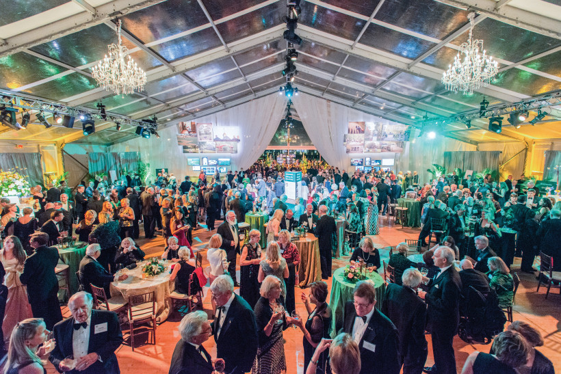 The For The Bold campaign launch tent featured a reception area that housed relics from the College's history as well as an oyster bar, thanks to an industry revitalized by VIMS research.