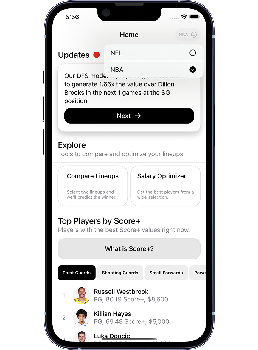 mobile phone displaying Noah Kim’s app, SportAI
