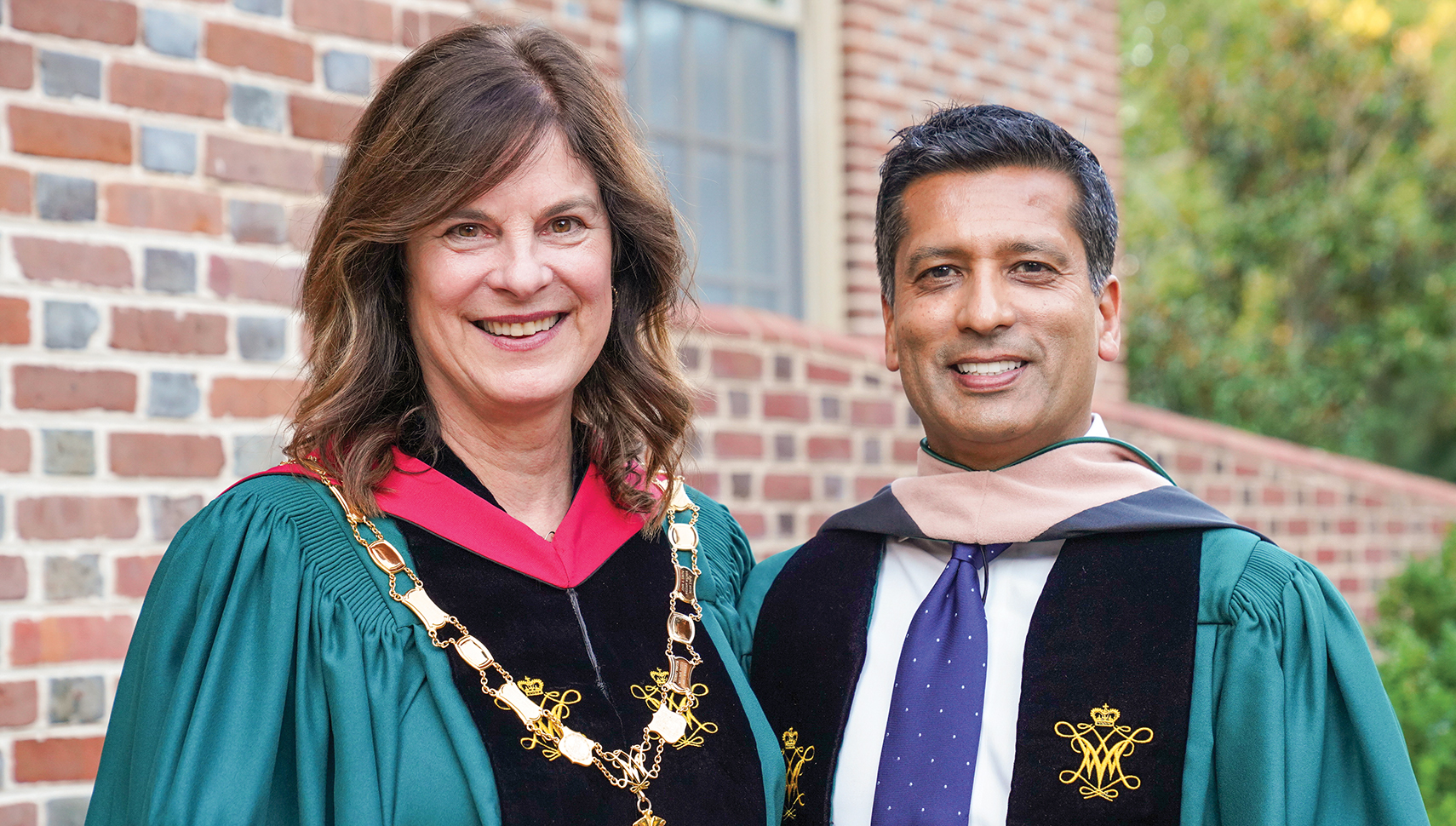 Darpan Kapadia with President Katherine Rowe in graduation robes