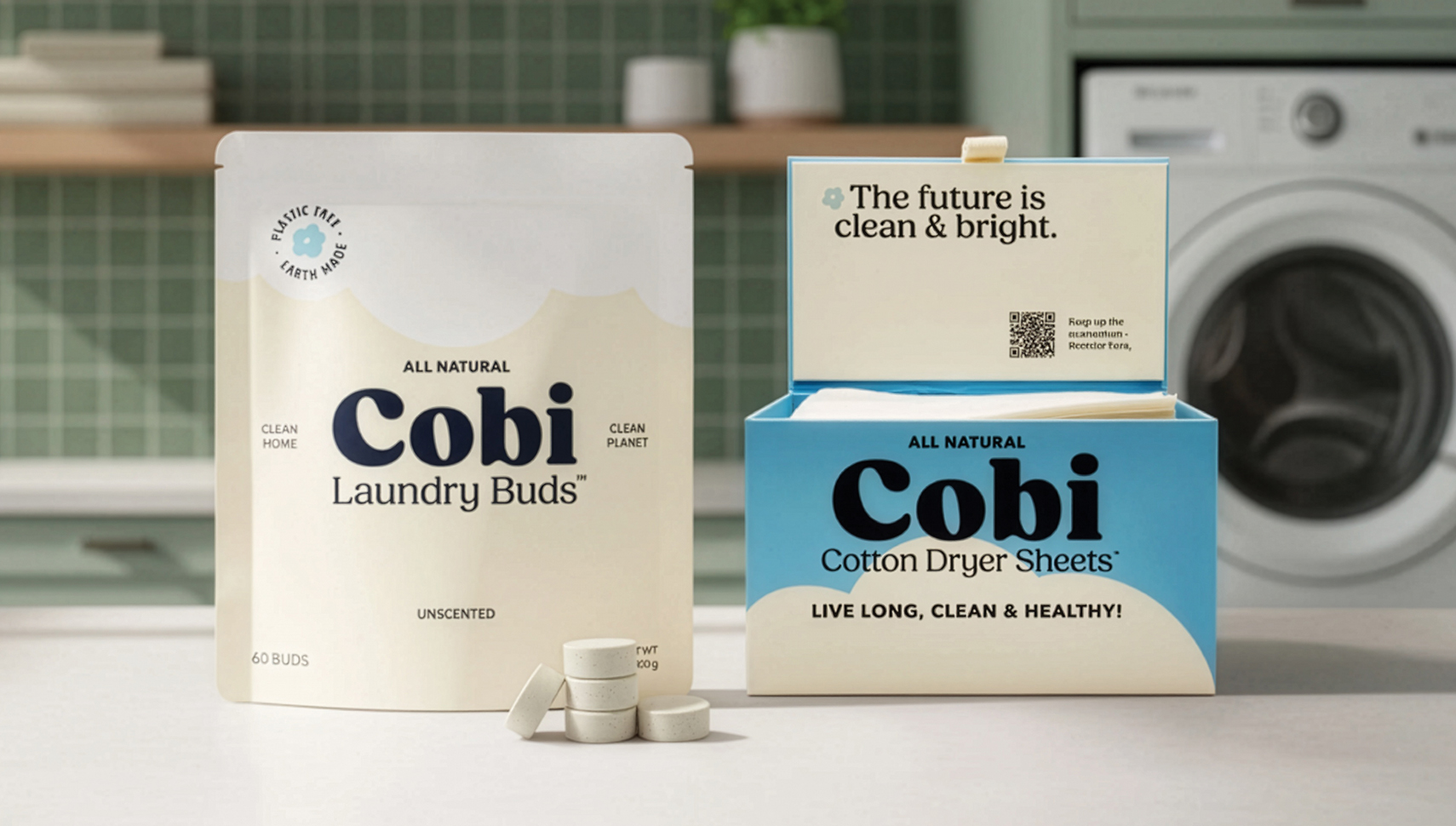 all natural laundry products displayed on a counter