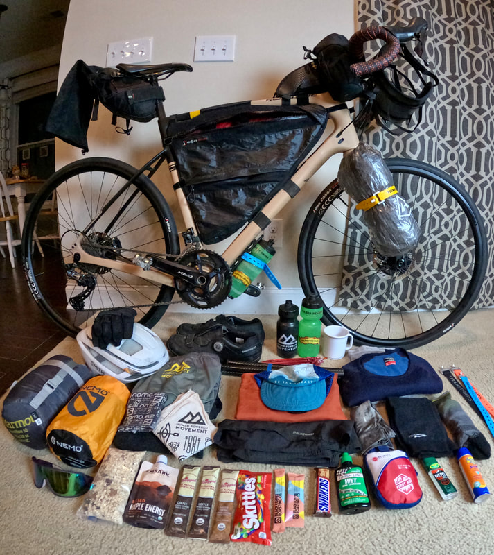 Bratton's bike with the supplies he packed