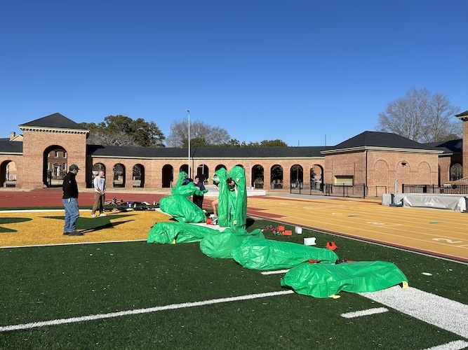 Students practice sheltering