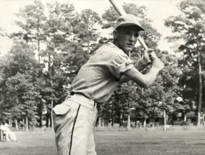 Joe Agee playing baseball for W&M in the 1950s