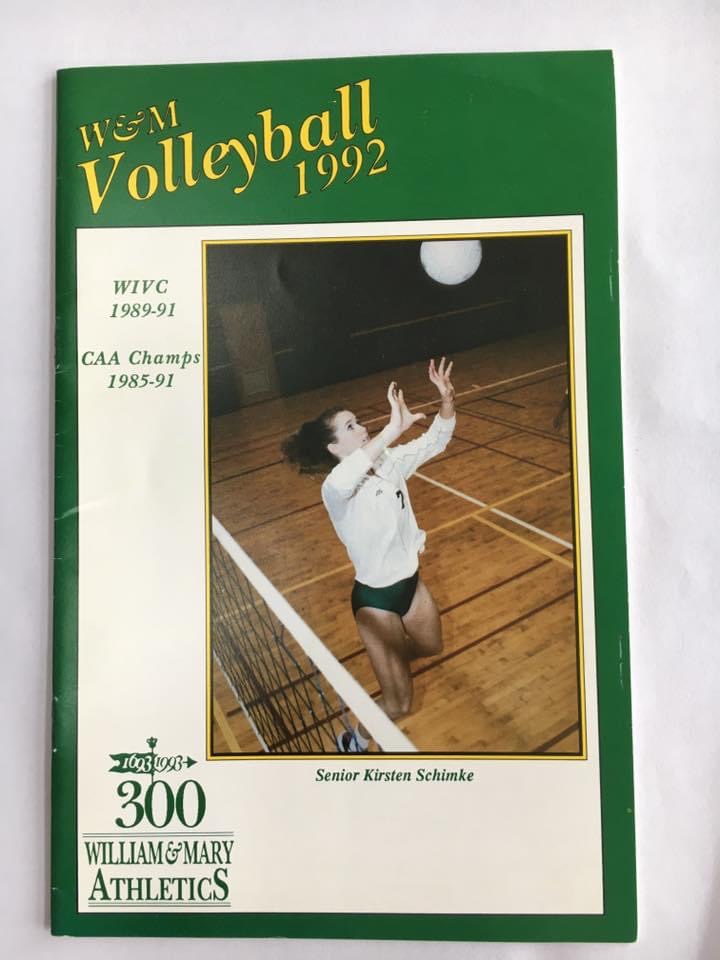 Jones on the cover of the women's volleyball program, 1992