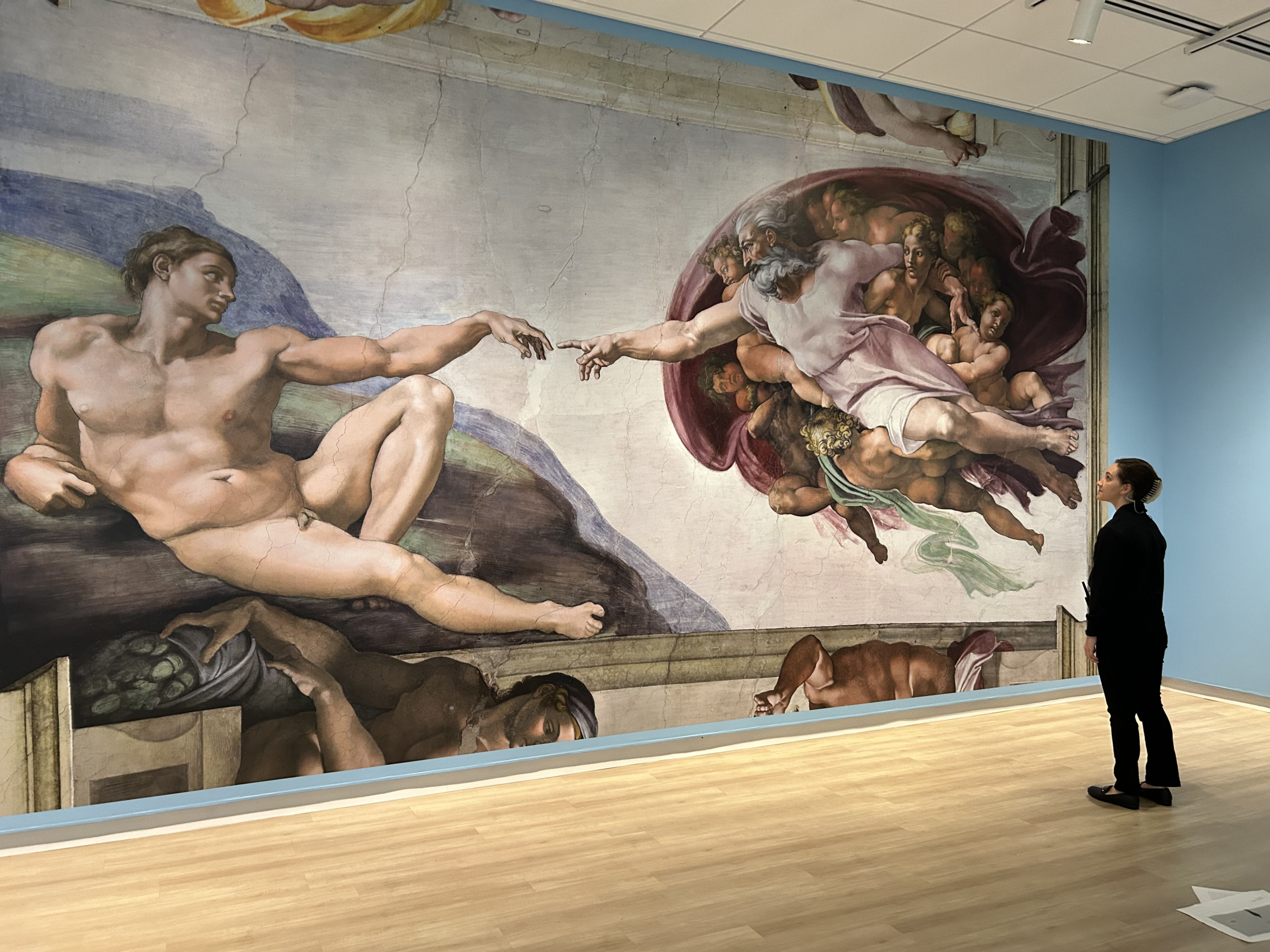 Life-size reproduction of "The Creation of Adam" at the Muscarelle