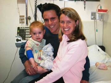 Addie Puskar and her parents in the hospital