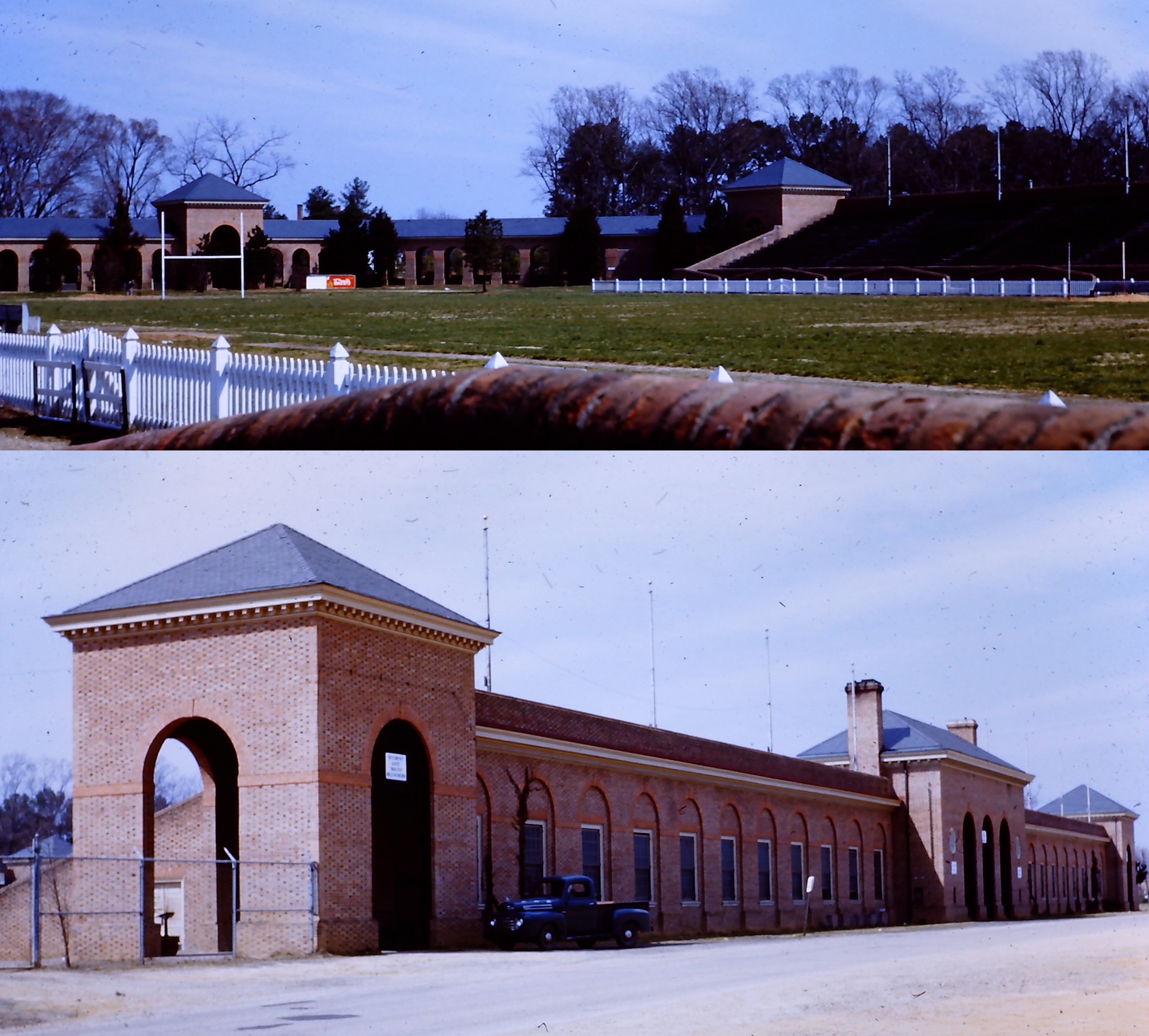 Two views of Cary Field in 1953