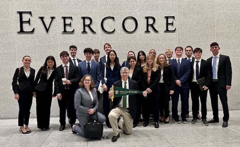 W&M students sit in on a meeting at Evercore.