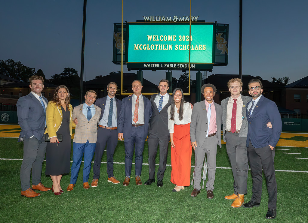 McGlothlin scholars with the Zable scoreboard